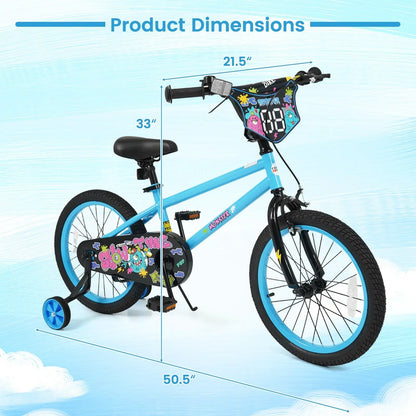 Kids Bike Sixteen Inch Training Wheels For Ages 4