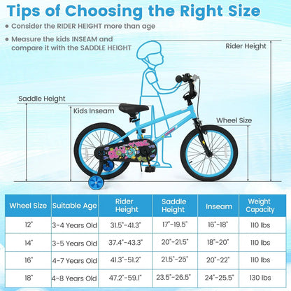 Kids Bike Sixteen Inch Training Wheels For Ages 4