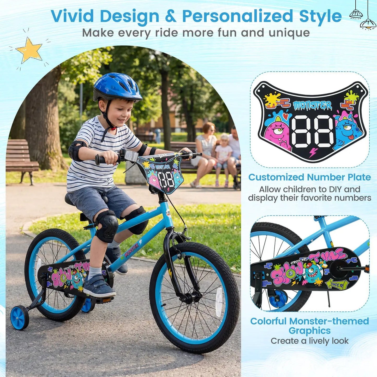 Kids Bike Sixteen Inch Training Wheels For Ages 4
