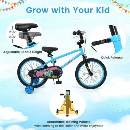 Kids Bike Sixteen Inch Training Wheels For Ages 4