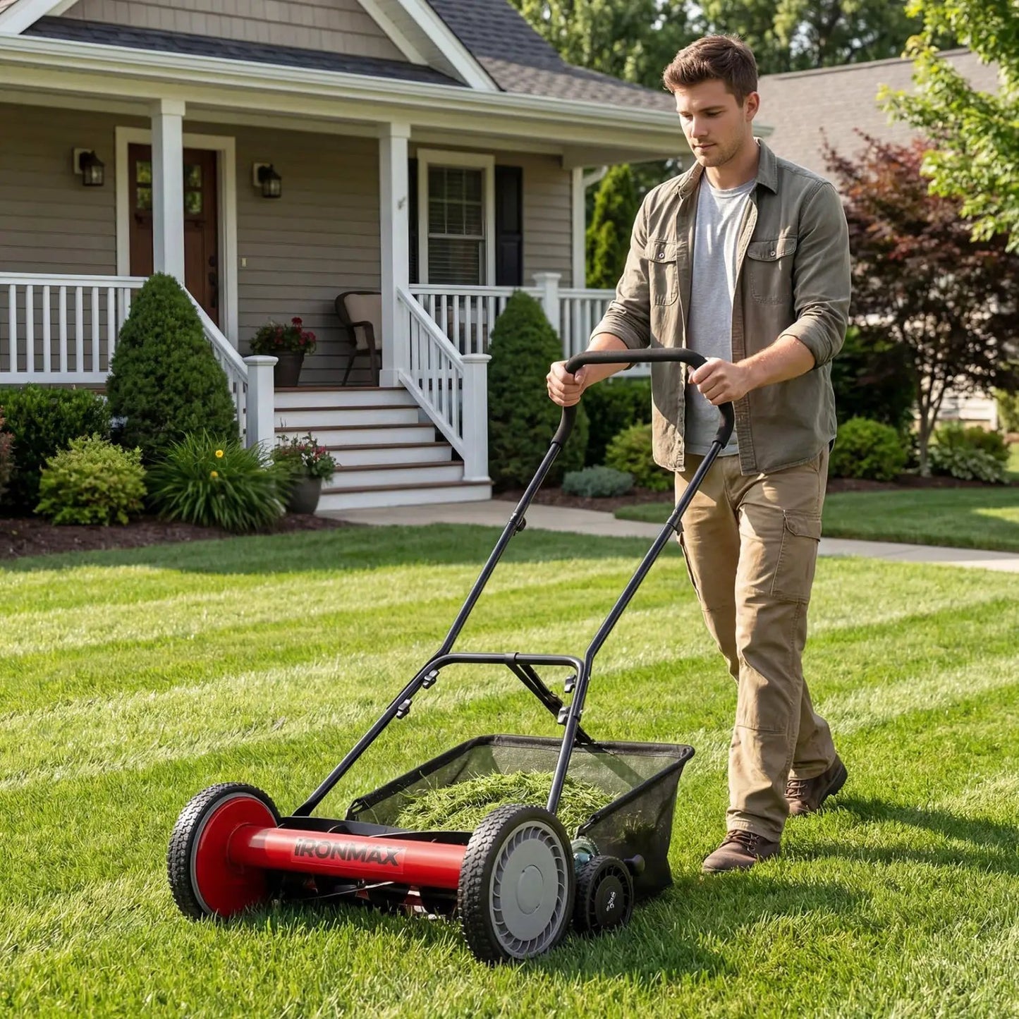 18 Inch Push Reel Lawn Mower with 4 Position