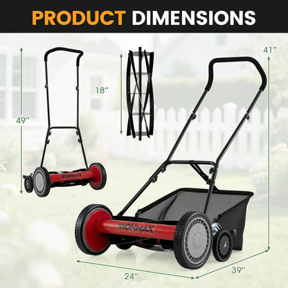 18 Inch Push Reel Lawn Mower with 4 Position