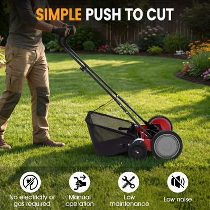 18 Inch Push Reel Lawn Mower with 4 Position