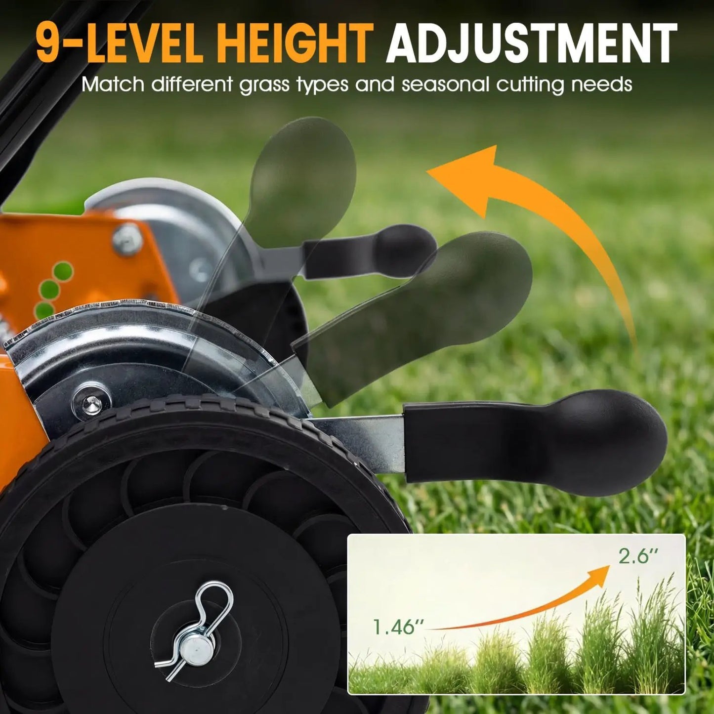 18 Inch Push Reel Lawn Mower with 4 Position