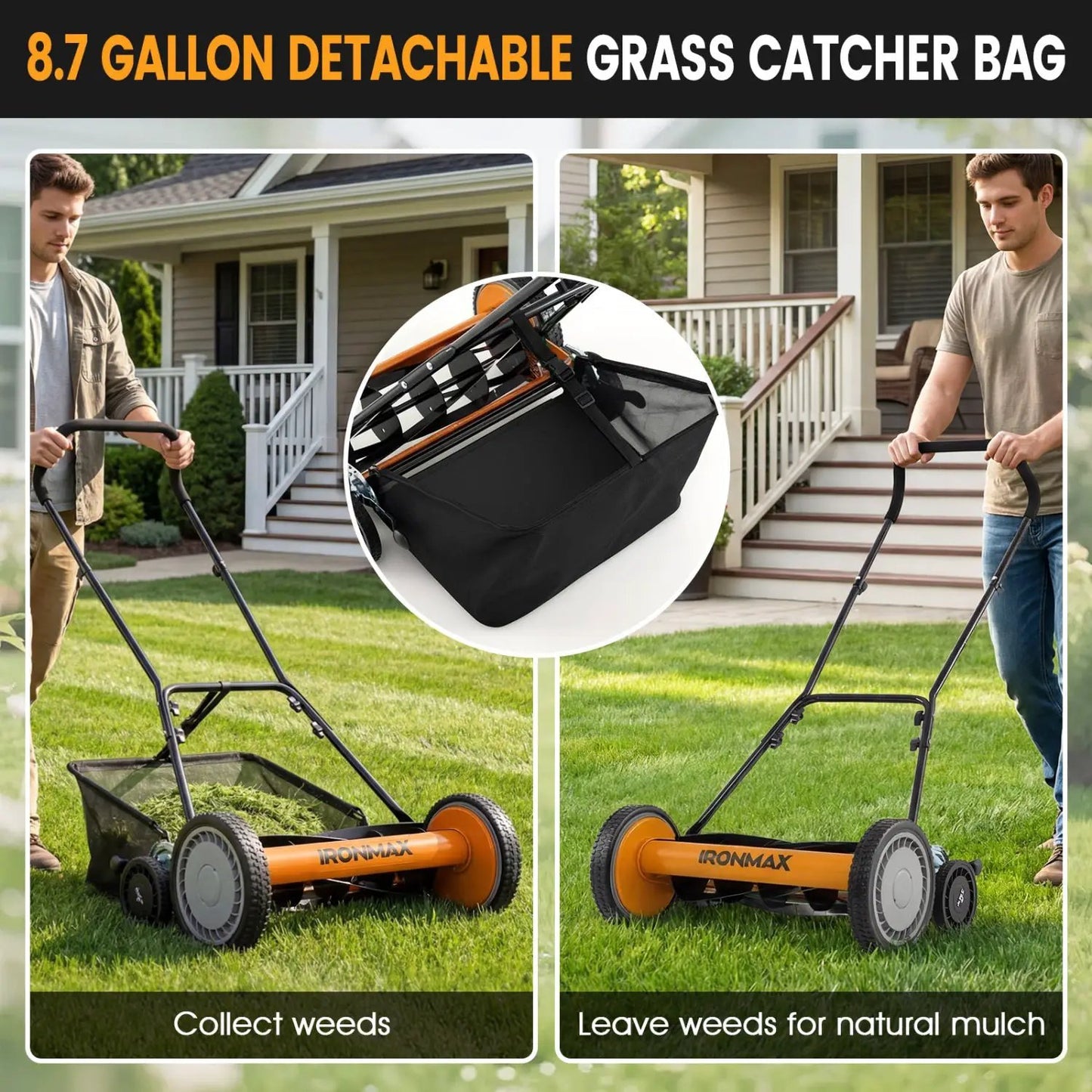 18 Inch Push Reel Lawn Mower with 4 Position
