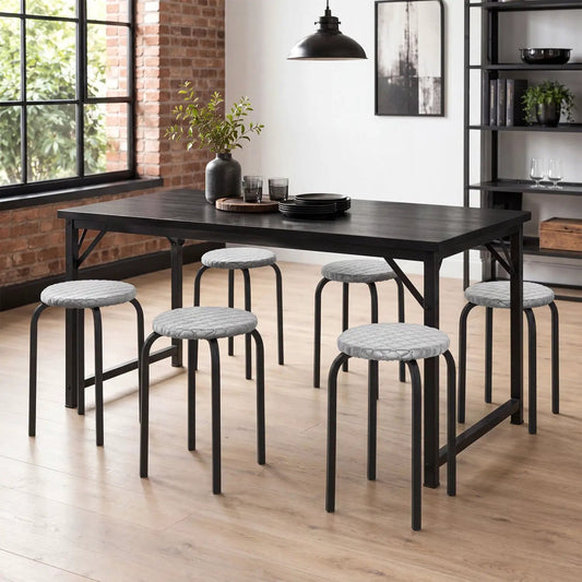 DirectDeals 18-Inch Stackable Bar Stools with Washable Covers, gray quilted seats, set of 6 on Tampa Home & Garden Store