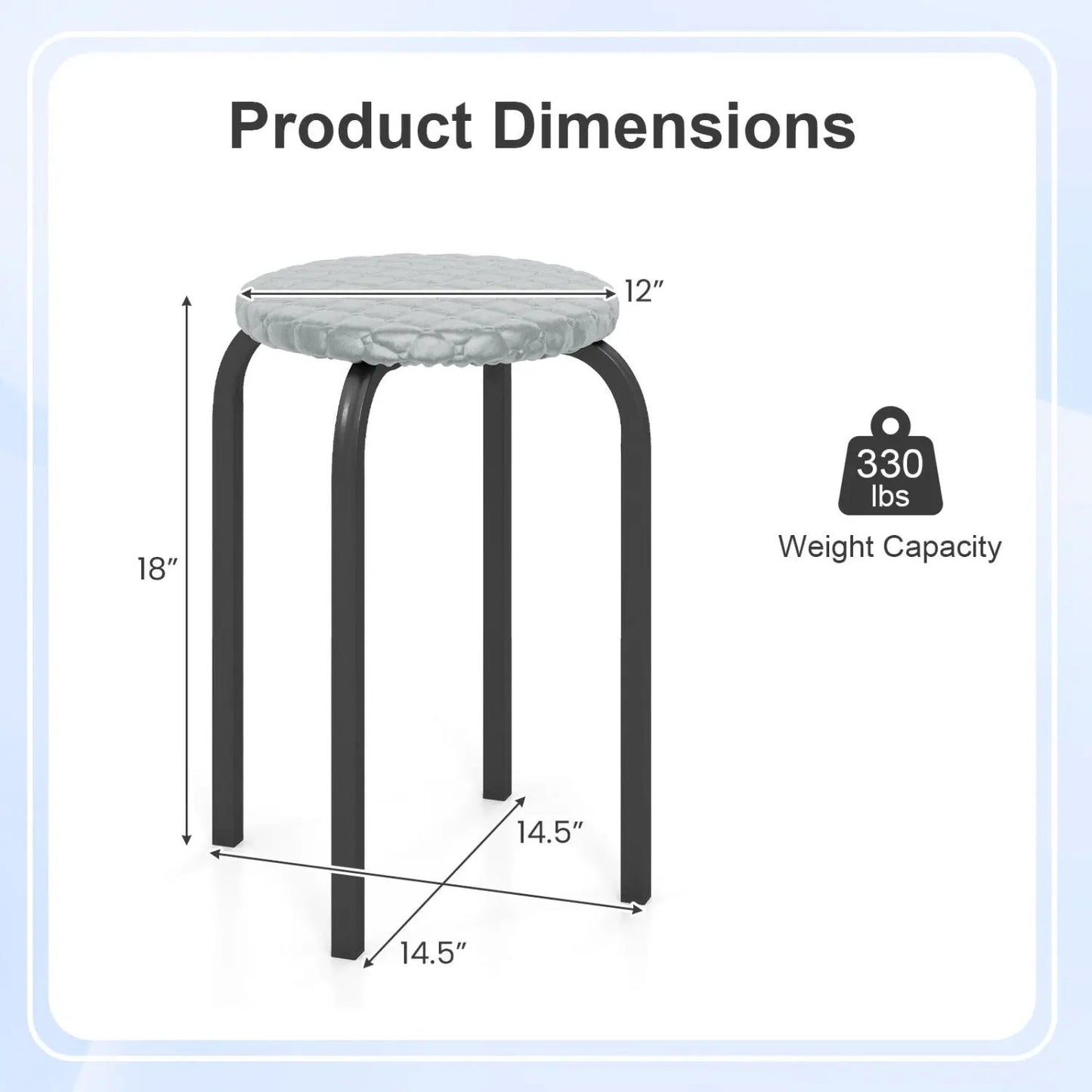 18-Inch Stackable Bar Stools with Washable Covers