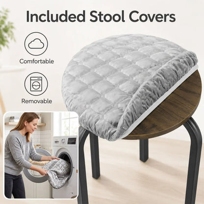 18-Inch Stackable Bar Stools with Washable Covers
