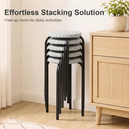 18-Inch Stackable Bar Stools with Washable Covers