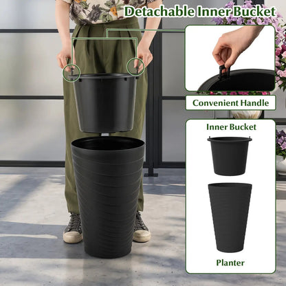 18-Inch Tall Planter Pot Set of 2 with Drainage and Handles