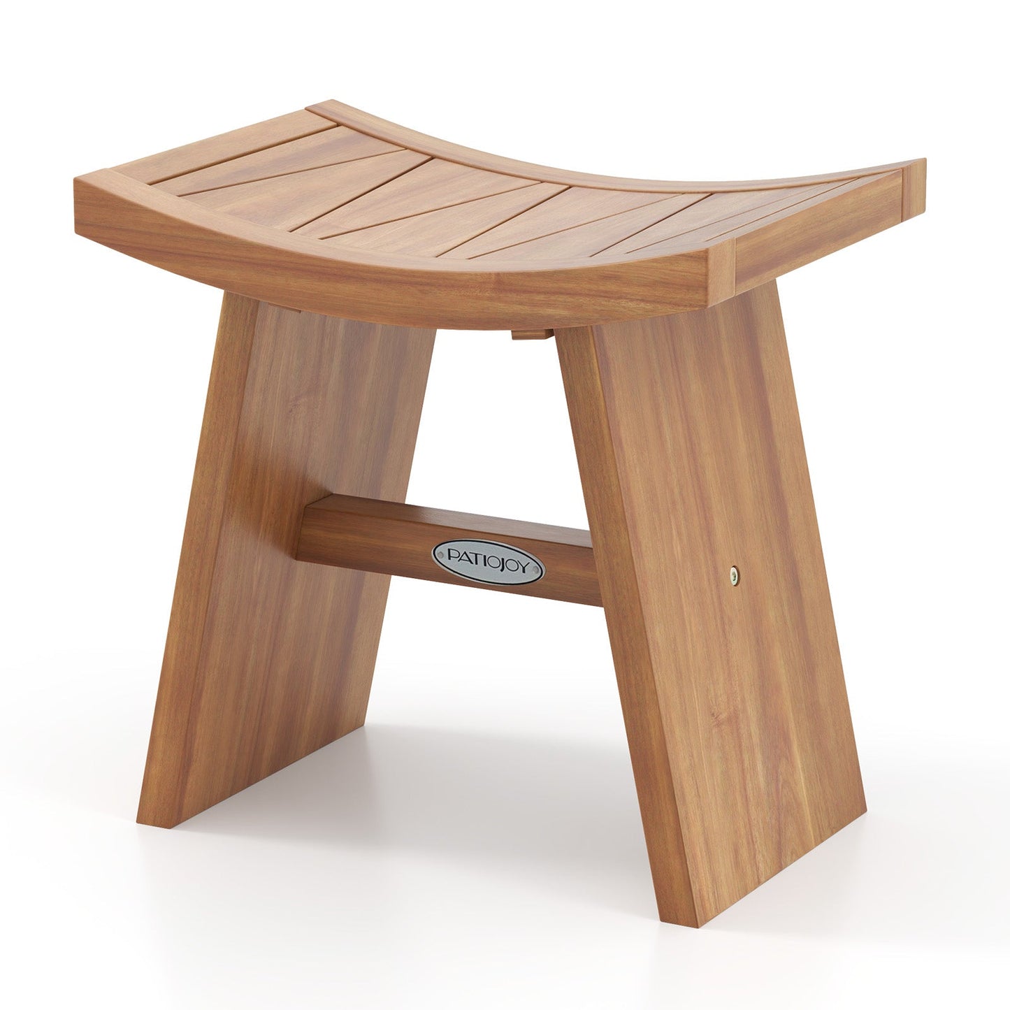 18 Inch Teak Wood Shower Bench with Curved Seat