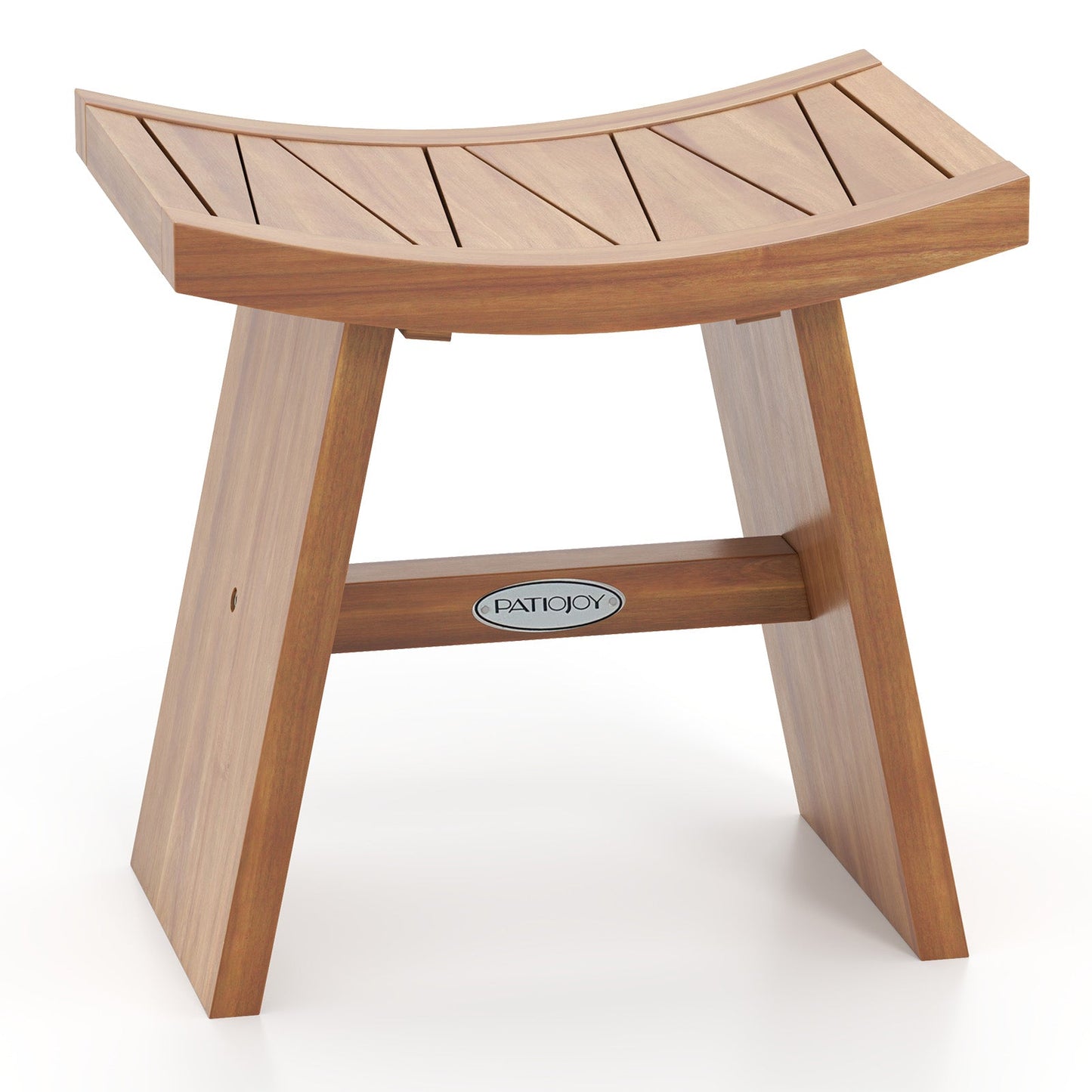 18 Inch Teak Wood Shower Bench with Curved Seat