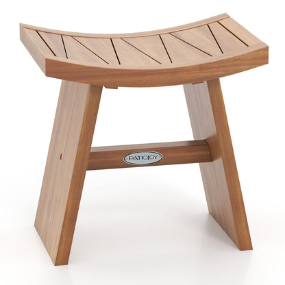 18 Inch Teak Wood Shower Bench with Curved Seat