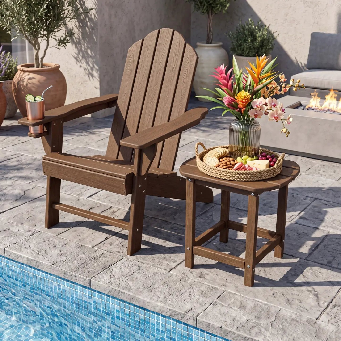 18 Inch Weather Resistant Outdoor Side Table HDPE