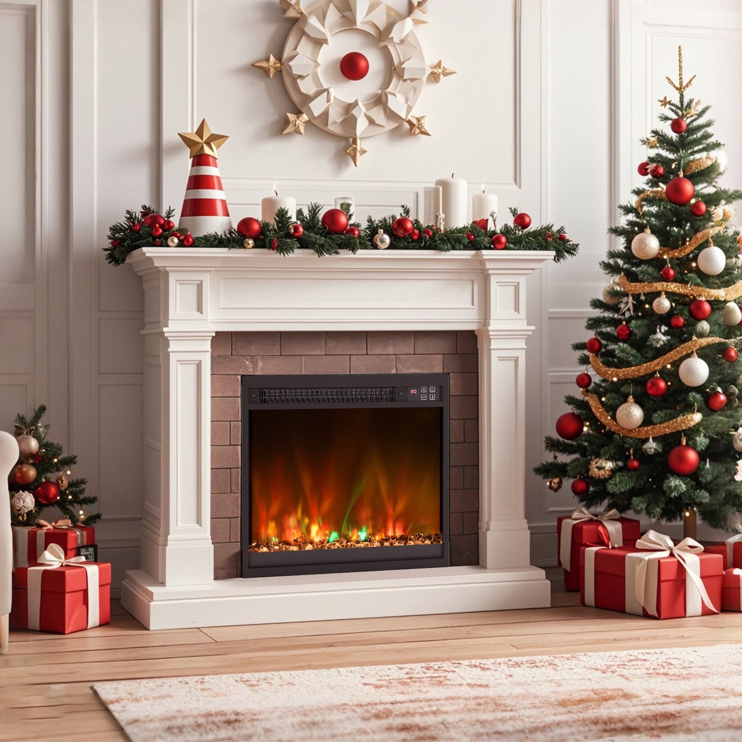 Chimenea eléctrica empotrable de 1500 W de 18/23/26 pulgadas con control remoto - 18 pulgadas