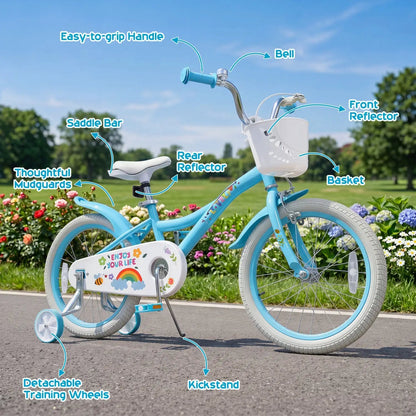 Girls Bike 12-18 Inches Training Wheels Basket