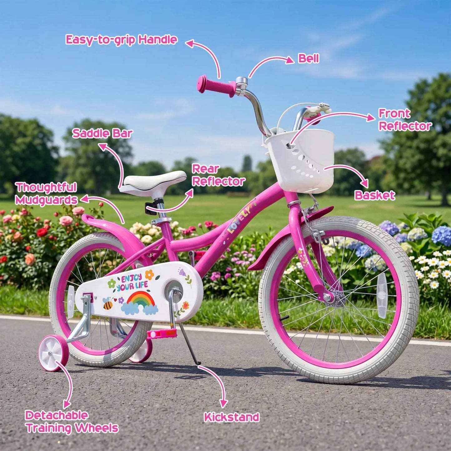Girls Bike 12 to 18 Inch with Training Wheels
