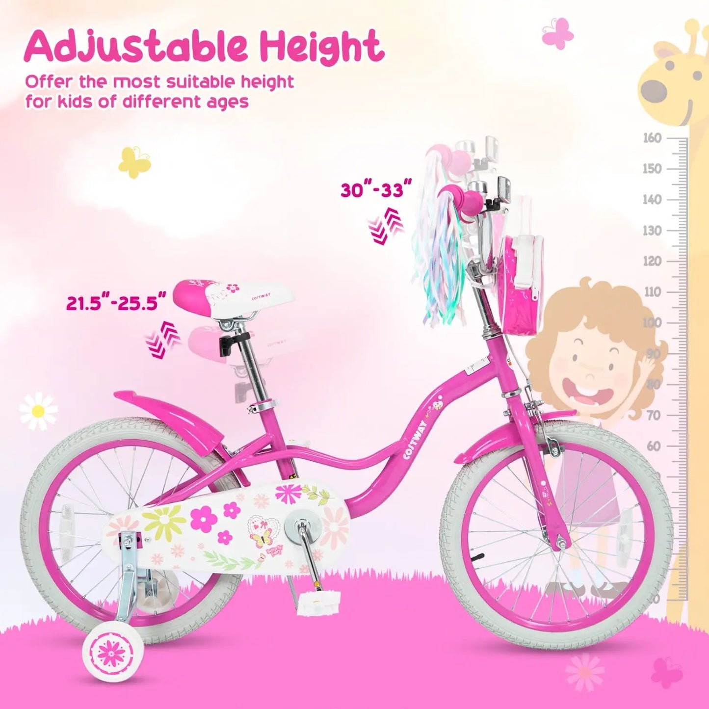 Girls Bike 12-18 Inch with Front Bag for Girls