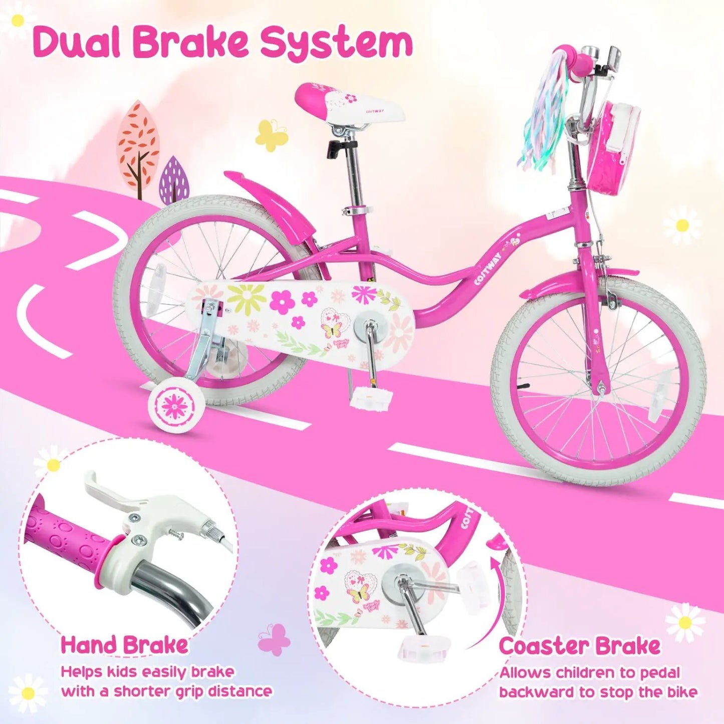 Girls Bike 12-18 Inch with Front Bag for Girls