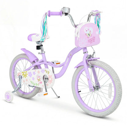 Girls Bike 18 Inch Training Wheels and Front Bag