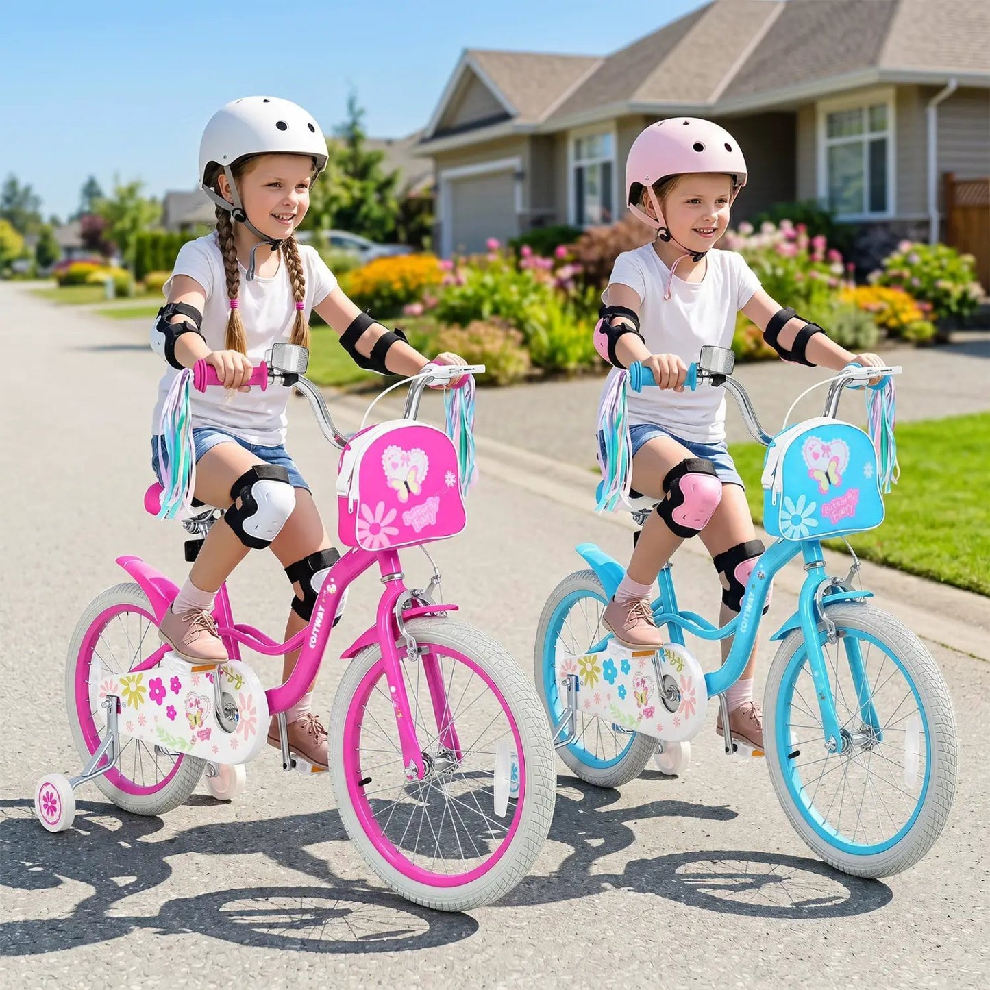 Girls Bike 12-18 With Training Wheels Front Bag