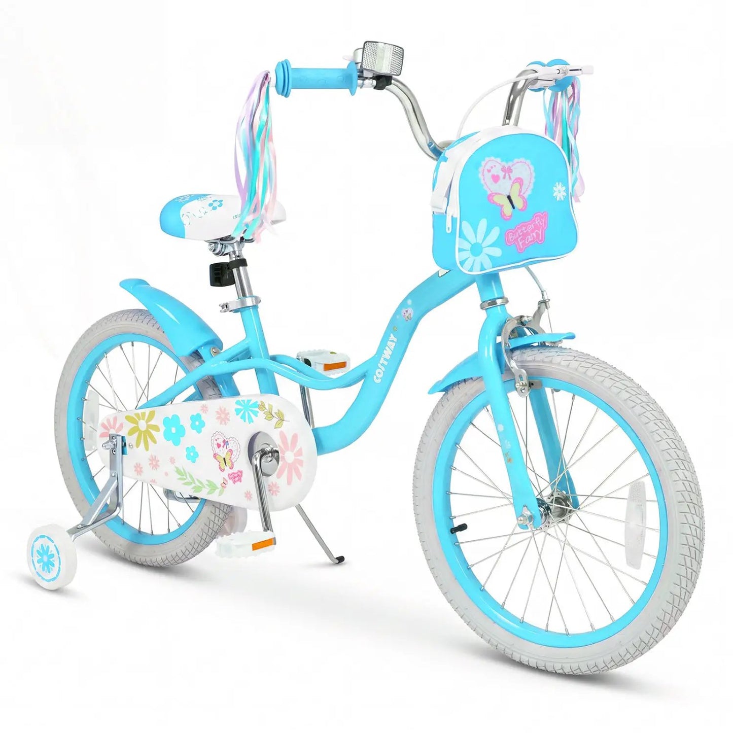 Girls Bike 12-18 With Training Wheels Front Bag