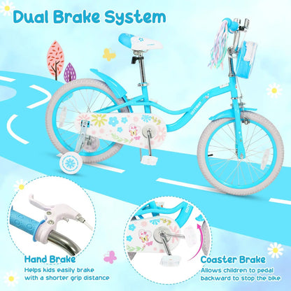 Girls Bike 12-18 With Training Wheels Front Bag