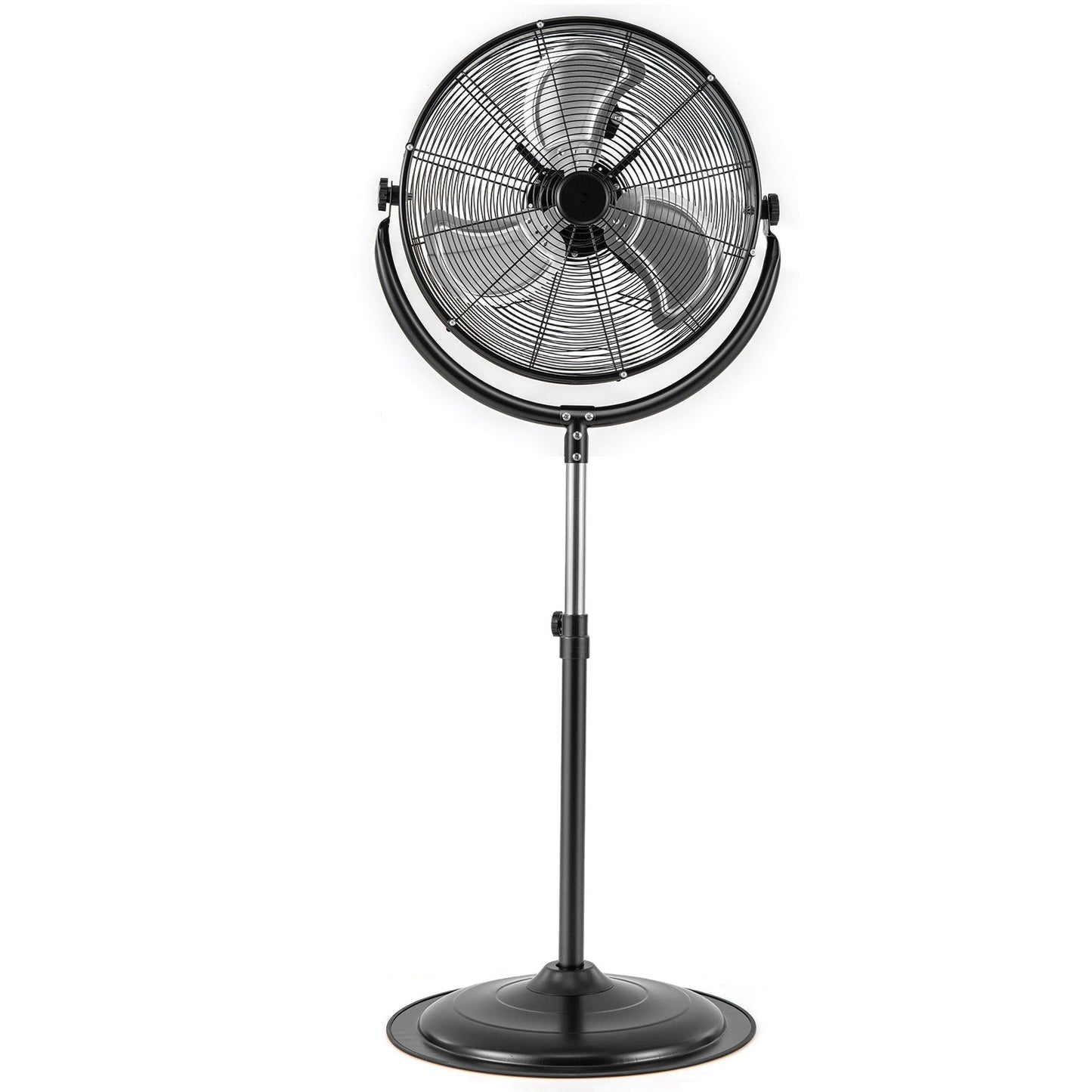 Ventilador de Pedestal de Alta Velocidad de 20 Pulgadas con 3 Velocidades y Altura Ajustable - Negro