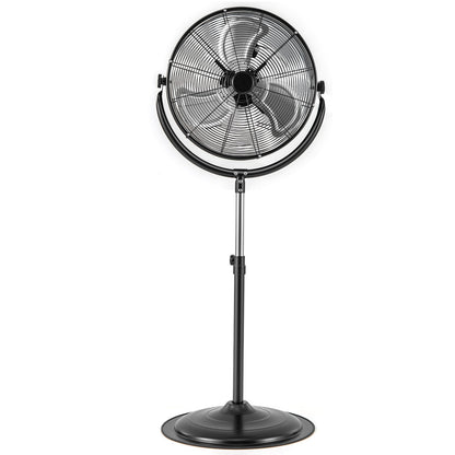 Ventilador de Pedestal de Alta Velocidad de 20 Pulgadas con 3 Velocidades y Altura Ajustable - Negro