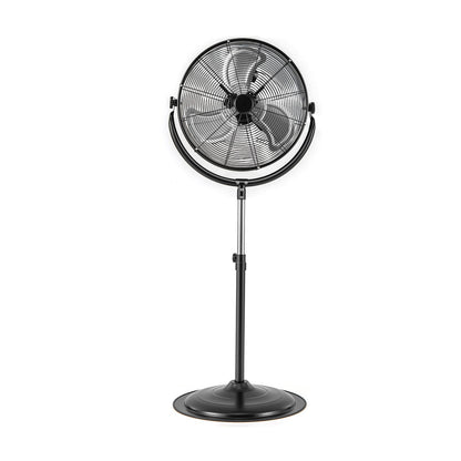 Ventilador de Pedestal de Alta Velocidad de 20 Pulgadas con 3 Velocidades y Altura Ajustable - Negro