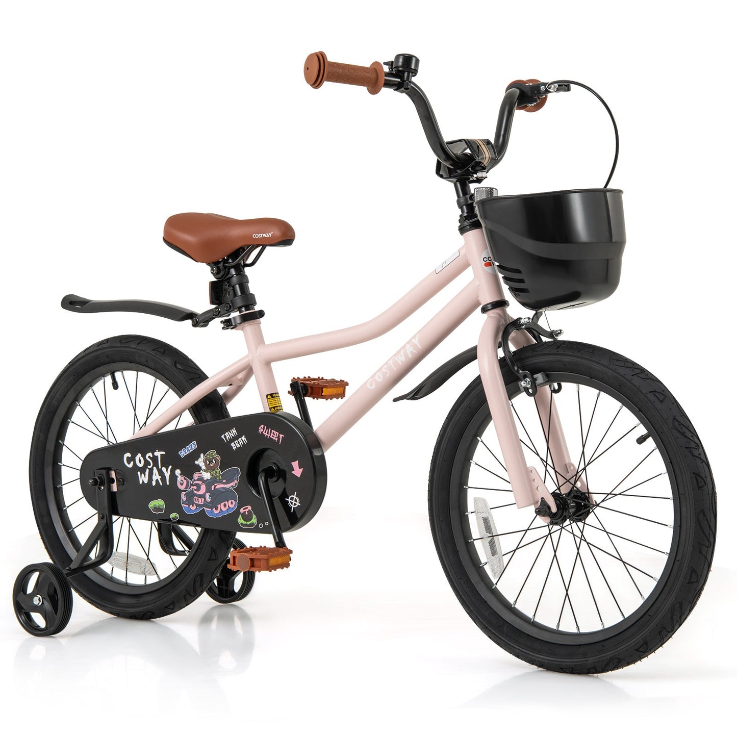14 Inches Kids Bike with Basket and Adjustable Handlebar for 3-5 Years Old