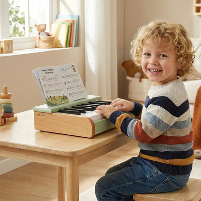 18 Key Wooden Piano for Kids with Music Stand