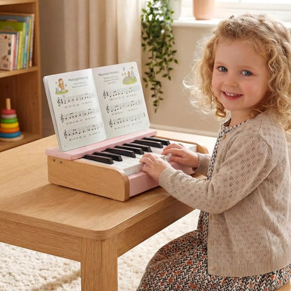 18 Key Wooden Piano for Kids with Music Stand