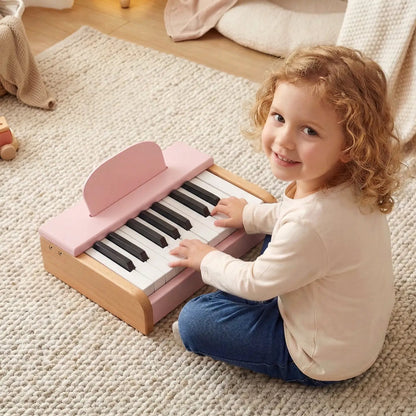 18 Key Wooden Piano for Kids with Music Stand