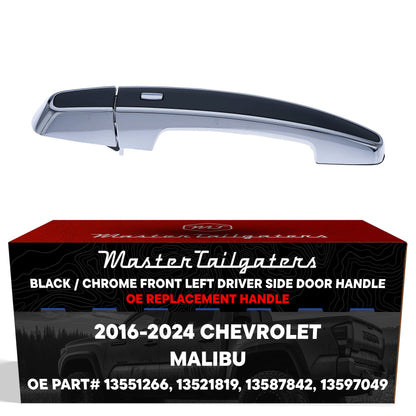 Exterior door handle Black/Chrome Malibu 2016-2024 front left w/o keyhole Master Tailgaters on Tampa Home & Garden Store