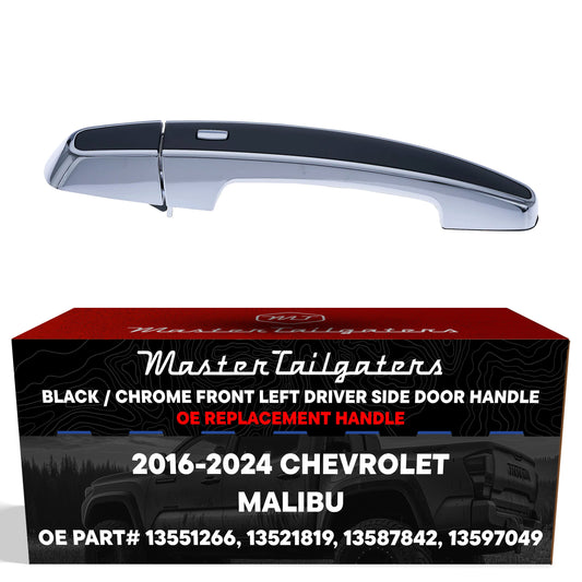 Exterior door handle Black/Chrome Malibu 2016-2024 front left w/o keyhole Master Tailgaters on Tampa Home & Garden Store