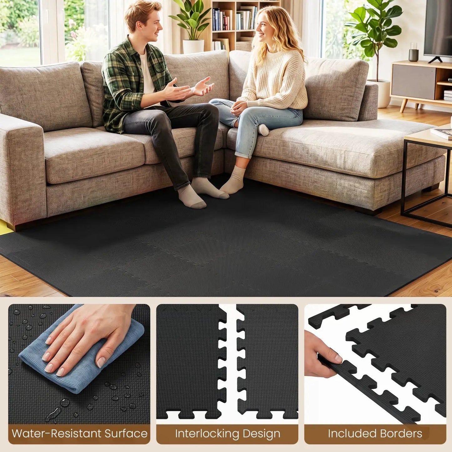 Interlocking EVA Foam Floor Tiles with Borders