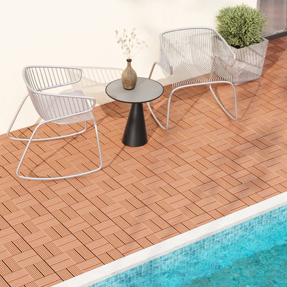 18 Piezas 30.5 x 30.5 cm Baldosas Entrelazadas para Cubiertas para Todo Clima-Marrón