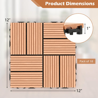 18 Piezas 30.5 x 30.5 cm Baldosas Entrelazadas para Cubiertas para Todo Clima-Marrón