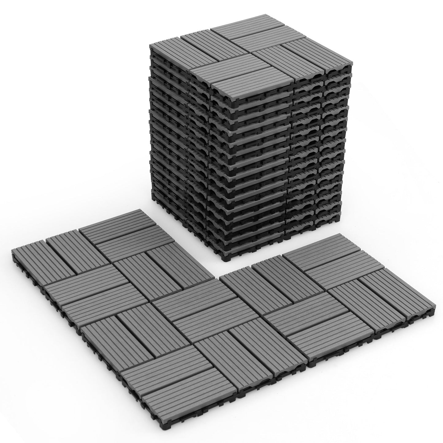 18 Piezas 30.5 x 30.5 cm Baldosas Entrelazadas para Cubiertas para Todo Clima-Marrón