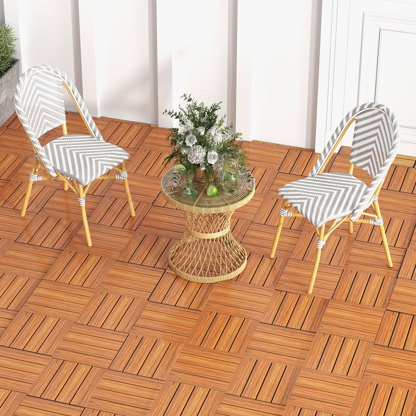 18 piezas de baldosas entrelazadas de 12 x 12 pulgadas para un área de empalme total de 1.7 m² - Marrón