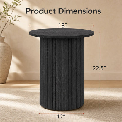 Side table 18-inch round fluted pedestal drum base in black woodgrain finish DirectDeals on Tampa Home & Garden Store