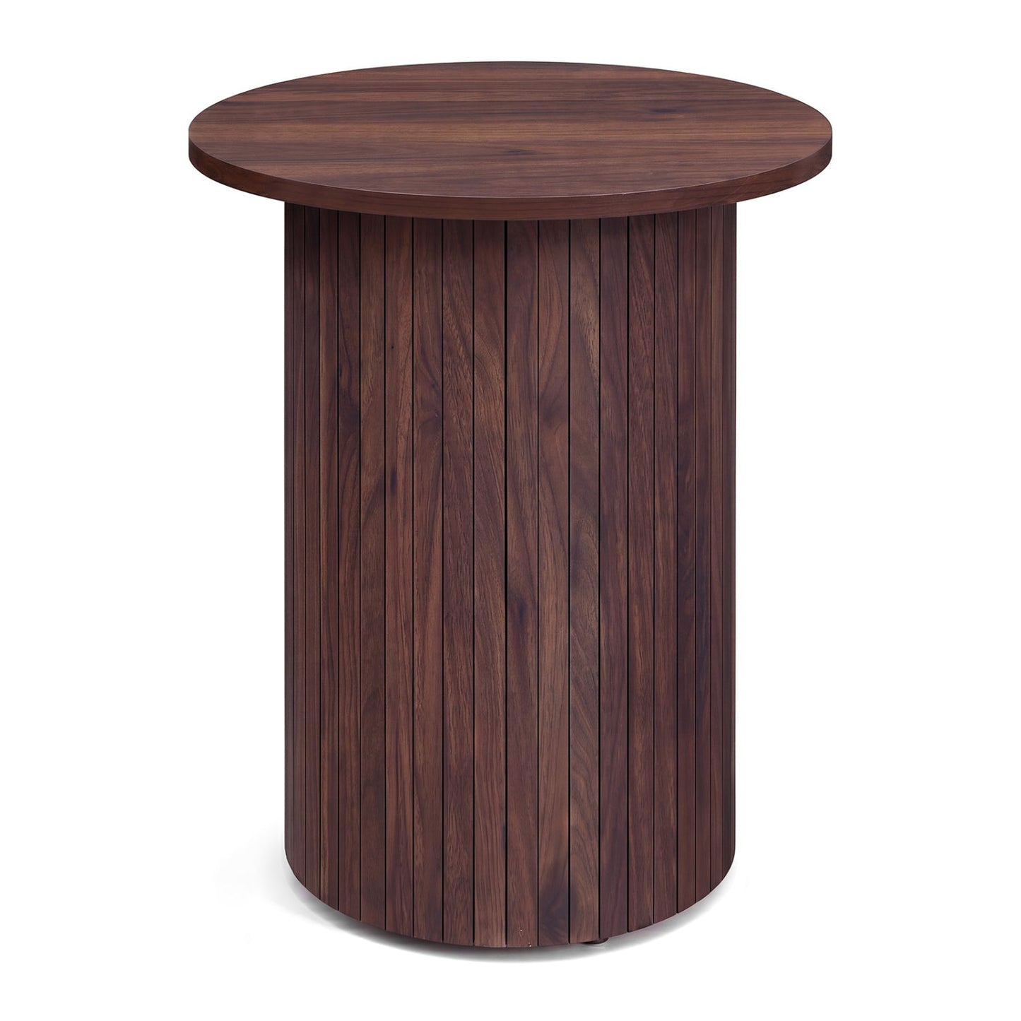 18in round fluted side table DirectDeals in dark wood with drum pedestal base on Tampa Home & Garden Store
