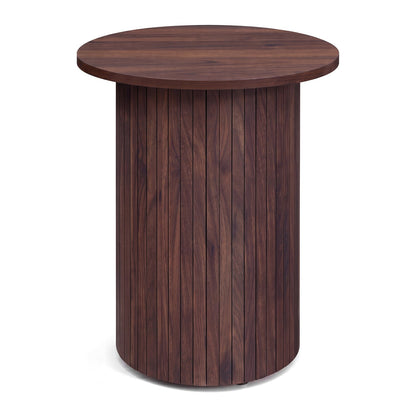 18in round fluted side table DirectDeals in dark wood with drum pedestal base on Tampa Home & Garden Store