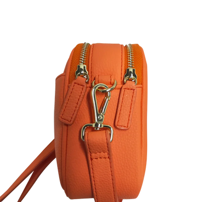 Genuine Leather Double Zipper Crossbody