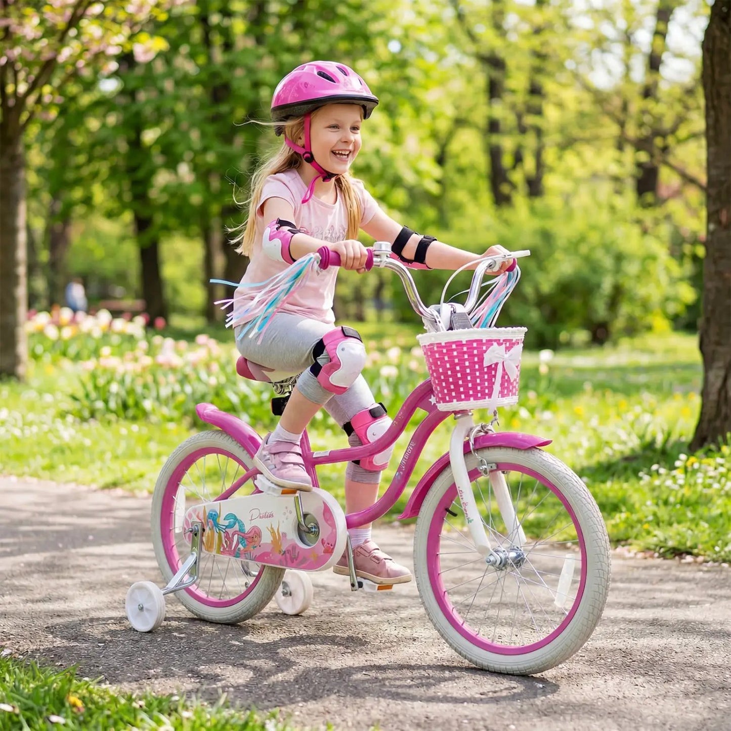 Kids Bike 18 Inch With Training Wheels Rose Red