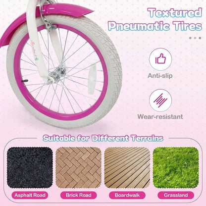 Kids Bike 18 Inch With Training Wheels Rose Red