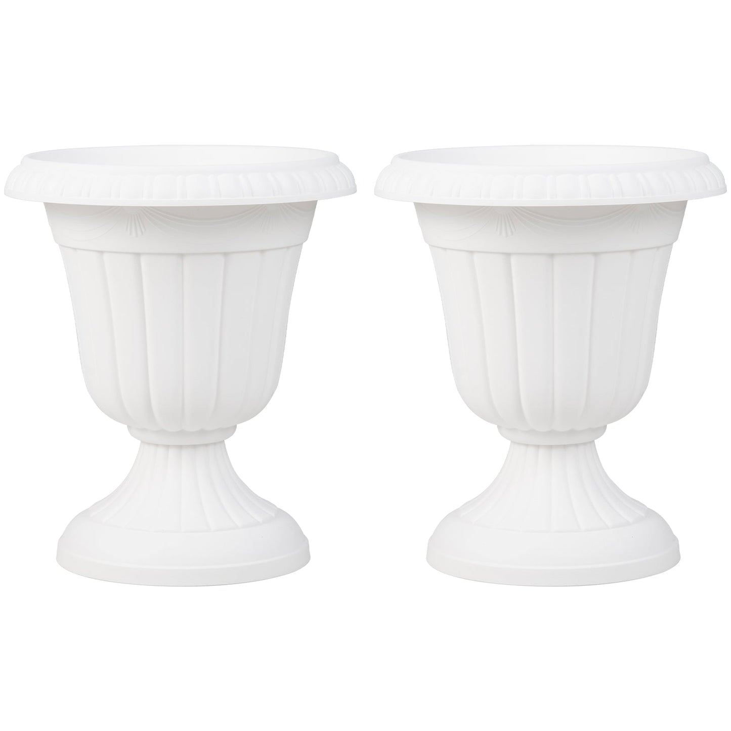18 inch Tall Vintage Planters Set of 2 with Pedestal Base and Pre-marked Drain Hole