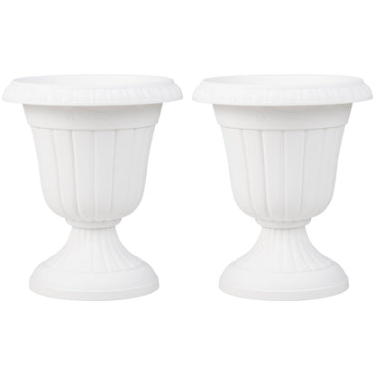 18 inch Tall Vintage Planters Set of 2 with Pedestal Base and Pre-marked Drain Hole