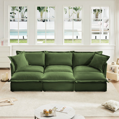 Slipcovered Chenille Sofa and Ottoman Set